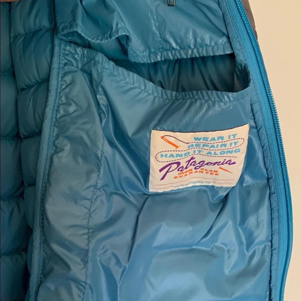 Patagonia Dark Brown Vest with Blue Lining